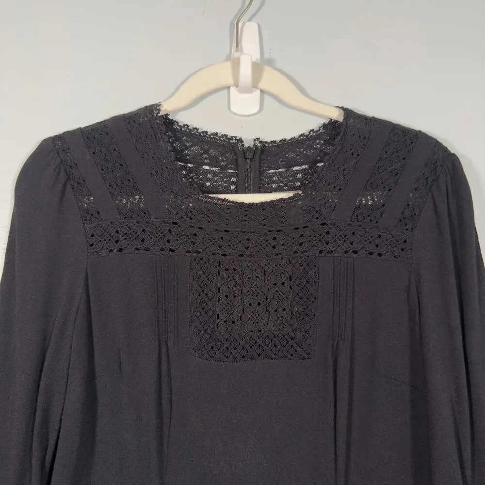J. Crew Lace Blouse Size 6 Romantic Boho Crochet Top Flutter Sleeve